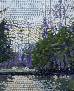 Мозаичный пейзаж с отражением в воде