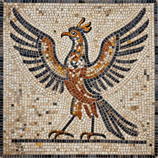 Phoenix Bird Mosaic Art - Opus Tessellatum Style