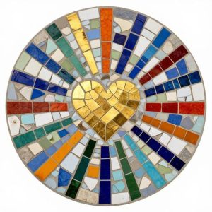 Мозаика «Золотое сердце» в стиле тренкадис