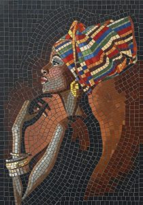 Мозаичный портрет африканской женщины в ярком платке