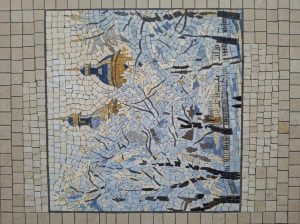 Зимний пейзаж с золотыми куполами — Мозаика