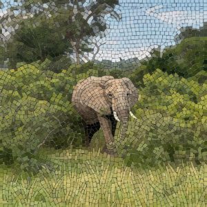 Мозаика «Величественный слон» — 100×100 см