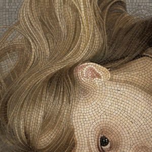 Mosaic Portrait: Gaze and Flowing Hair