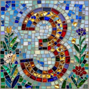 Мозаичный номер дома 3 с цветами