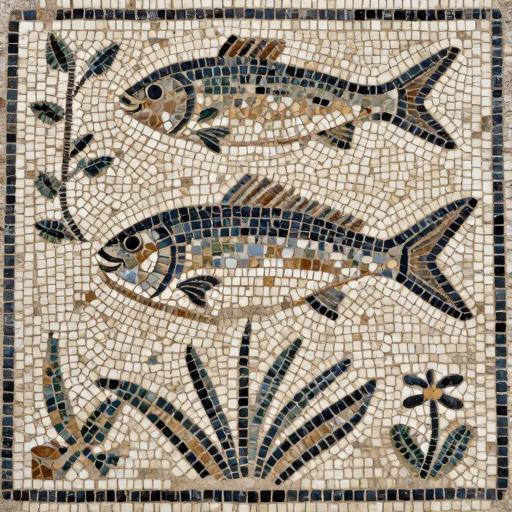 Roman Fish Mosaic Art - Opus Tessellatum