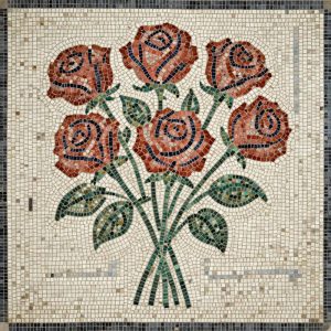 Мозаика букет роз стиля Опус Тесселатум, 100×100 см