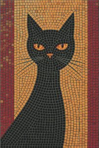 Черный кот на теплом фоне