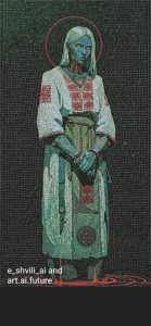 MELTI Mosaic: Futuristic Figure in Traditional Attire