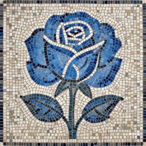 Синяя роза в мозаике
