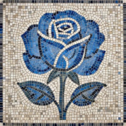 Синяя роза в мозаике