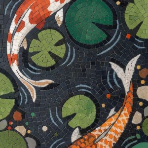 Koi Fish Mosaic Art – Serene Water Garden
