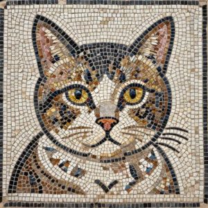 Мозаика «Мемный кот» в стиле Opus Tessellatum