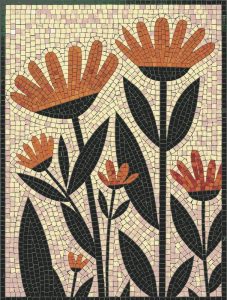 Orange Flowers Mosaic Art – Modern Nature Decor