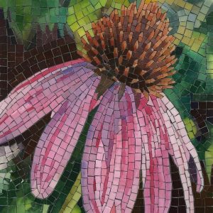 Pink Coneflower Mosaic Art – 100×100 cm