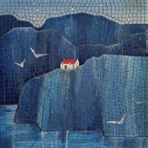 Мозаика «Синие холмы и красный дом»