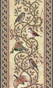 Classical Mosaic Art: Birds on Swirling Branches