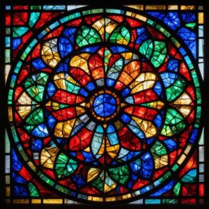 Витражная мозаика «Орлеанская дева» — Цветной мандала-дизайн