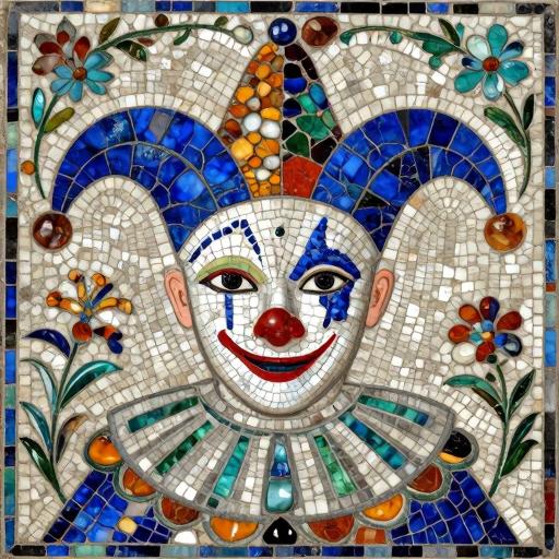 Eerie Clown Florentine Mosaic Art