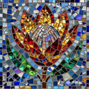 Protea Flower Mosaic Art – Custom Opus Incertum Piece
