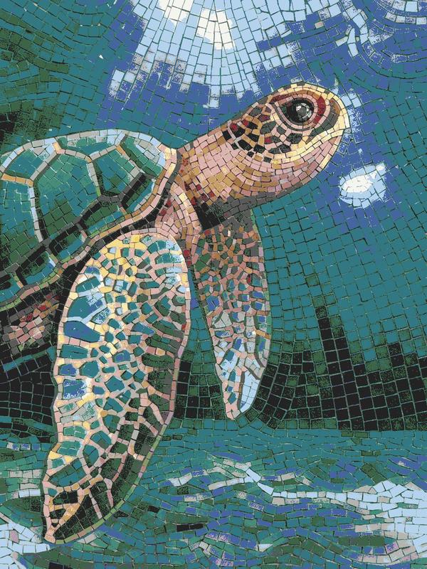 Sea Turtle Mosaic Art - Underwater Serenity