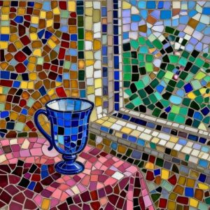 Blue Mosaic Mug Still Life – Opus Incertum Art