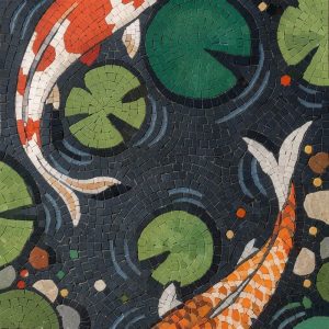 Koi Fish Pond Mosaic Art