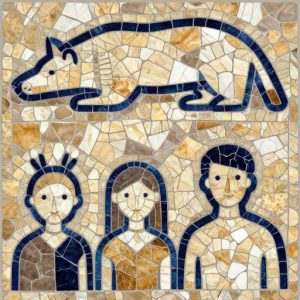 Мозаика «Семья зверей» в стиле Opus Incertum