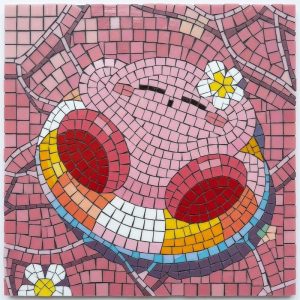 Розовый милый персонаж — Мозаика 100×100 см