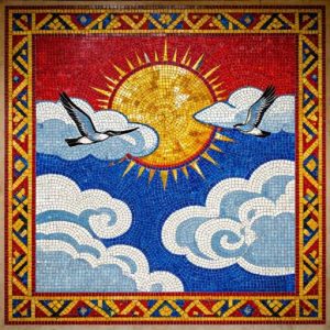 Советская мозаика «Полет птиц и солнце»