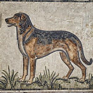 Мозаика с собакой в стиле Opus Tessellatum