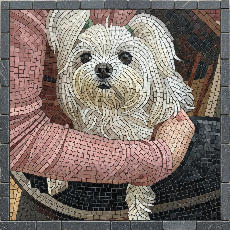 Fluffy White Dog Mosaic Art - Tender Pet Portrait
