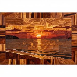 Sunset Over the Sea – Marquetry Wood Art