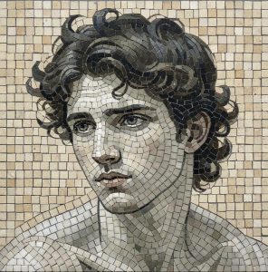 Мозаичный портрет молодого человека в классическом стиле