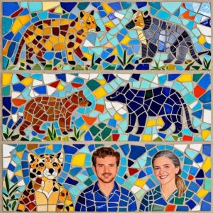 Мозаичный триптих «Семья» в стиле Тренкадис