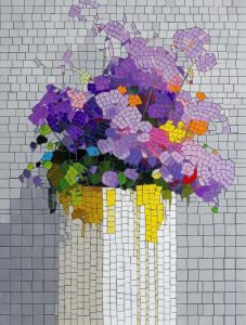 Мозаичный букет цветов в вазе