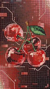 Red Cherries Mosaic Art – Vibrant Nature Wall Decor