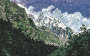 Mountain Peaks Mosaic Art – Nature Landscape
