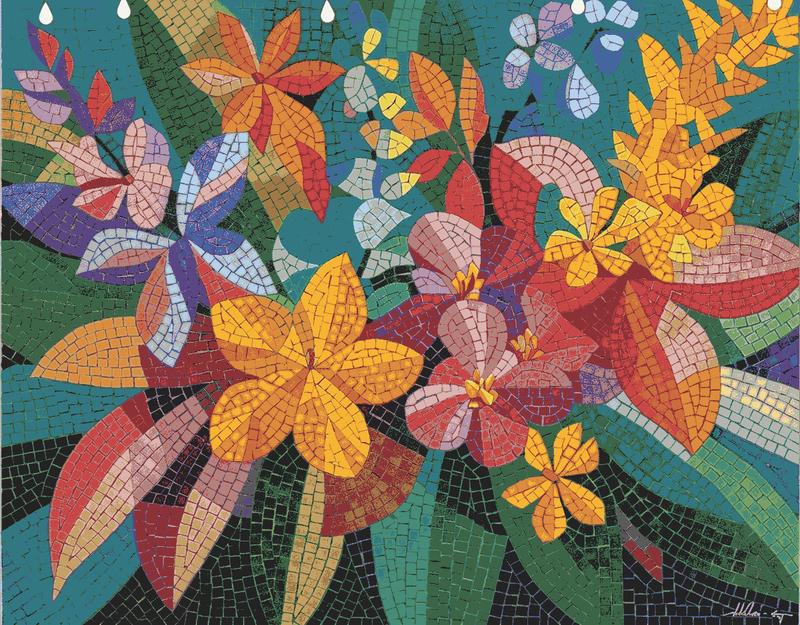 Vibrant Floral Mosaic Art - Nature's Bloom