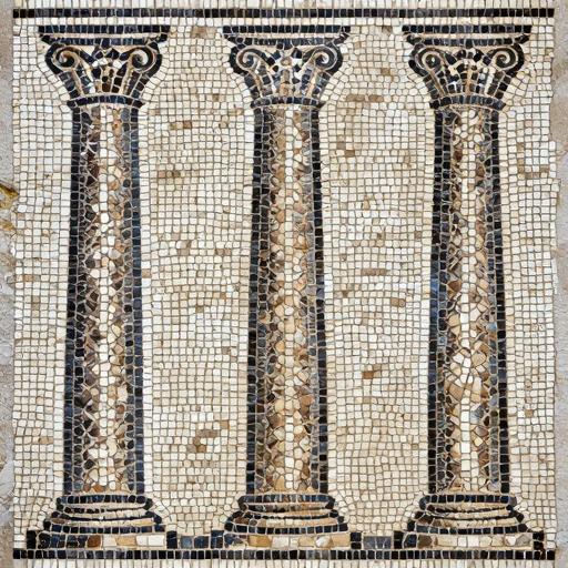 Roman Forum Columns Mosaic Art - Opus Tessellatum