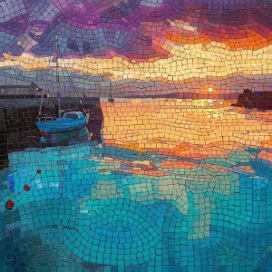Harbor Sunset Mosaic Art