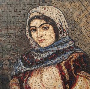 Мозаичный портрет женщины в классическом стиле