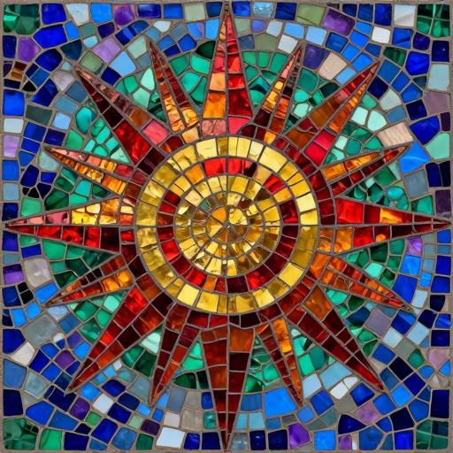 Radiant Sun Mosaic Art - Custom Opus Incertum Piece