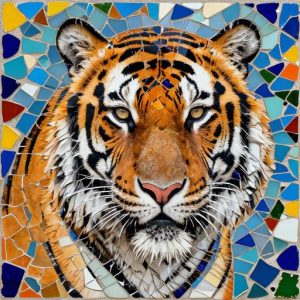 Мозаика «Уссурийский тигр» в стиле тренкадис