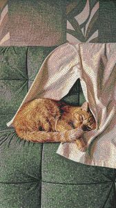 Мозаика «Спящий рыжий кот» — Уют и покой