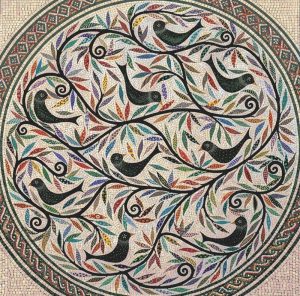 Мозаика «Птицы в саду» — Круглое панно 60×60 см