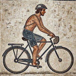 Мозаика «Велосипедист» в стиле Opus Tessellatum
