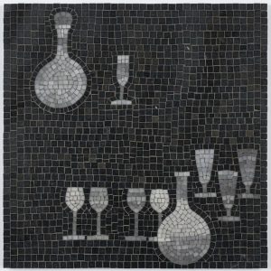 Monochrome Glassware Still Life Mosaic Art