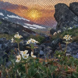 Alpine Sunrise Mosaic Art – Nature Landscape