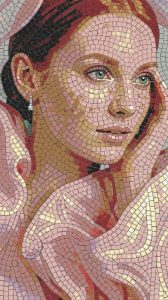 Elegant Woman Mosaic Portrait – Handcrafted Art