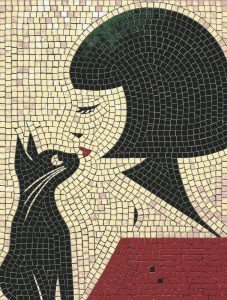 Мозаика «Женщина и черный кот» — Элегантный минимализм